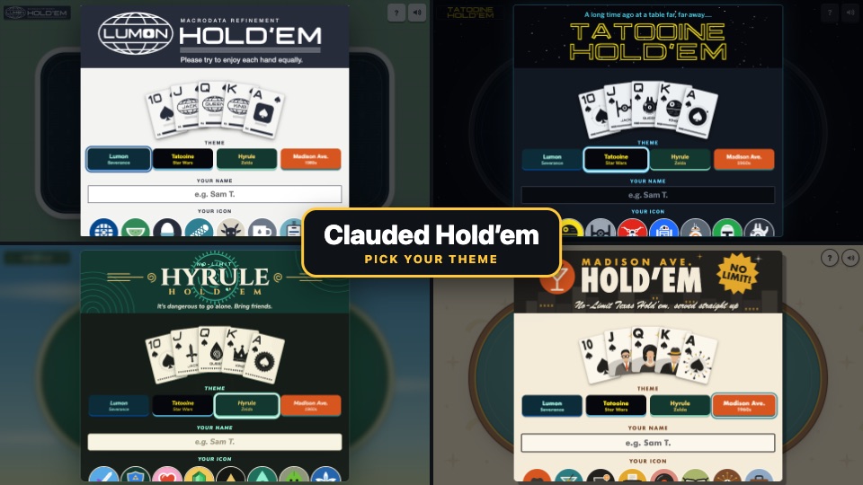 Clauded Hold’em start screen