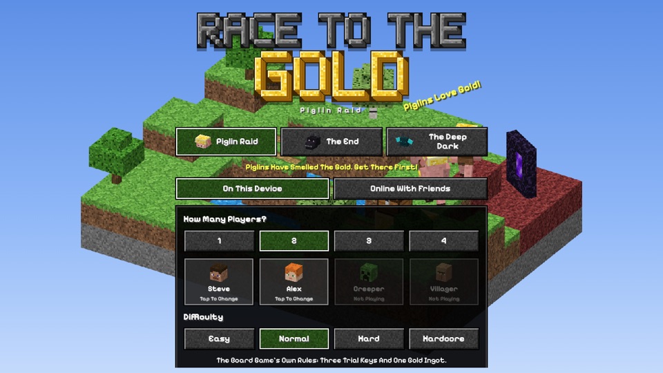 Race to the Gold start screen